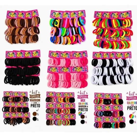 Médio Xuxinha para cabelo de Meia 72/144  unidades / Chuchinha / Rabico Criança Adulto