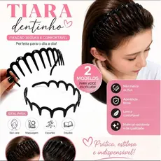 Kit Tiara Dentada Ondulada Arco Brilhante Efeito Topete Estilo Moderno