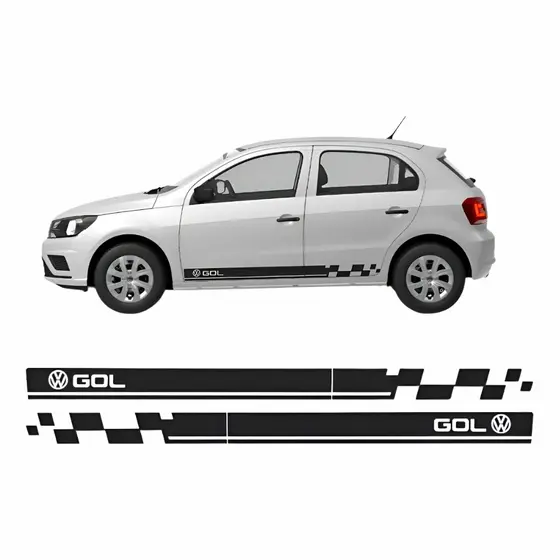 Kit Adesivo Faixa Lateral Volkswagen Gol G2 A G6 Preto