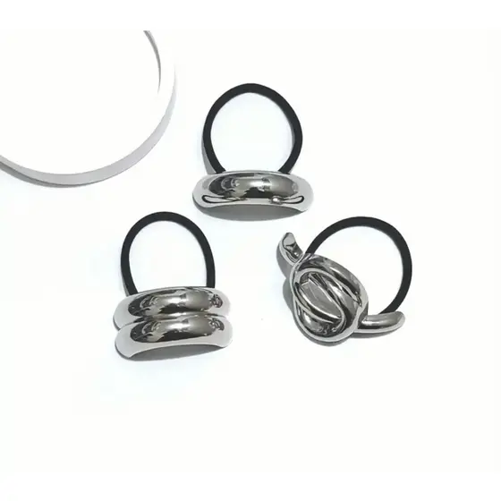 Conjunto 3 elegantes ganchos pra cabelo laço de metal pra penteados rabo de cavalo carnaval Acessórios tendência cabelo