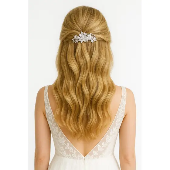 Enfeite arranjo de cristal prata pente para penteados casamento acessório chic noivas madrinhas floristas