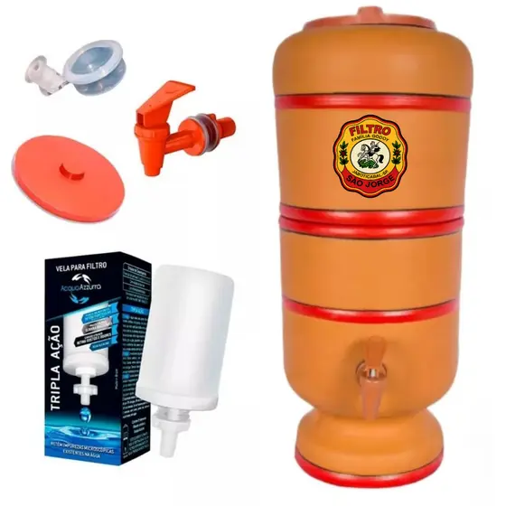 Filtro de Barro São Jorge 6 Litros  (3L Superior + 3L Inferior)  Água Pura e Natural