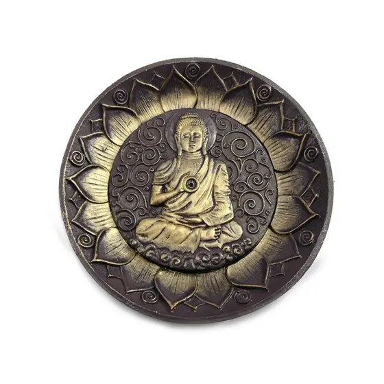Incensário Budismo Para Incenso Palito Vareta Redondo Prato Buda Decorativo
