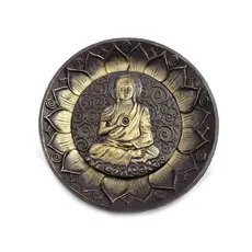 Incensário Budismo Para Incenso Palito Vareta Redondo Prato Buda Decorativo
