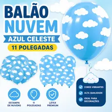 25 un Balão Nuvem Azul 11Pol Festa Infantil Decoração Céu Chá Revelação Aniversário Festa Decoração