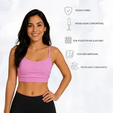 Top Fitness Liso Feminino Adulto Com Bojo Removível De Academia Fitness Treino Corrida