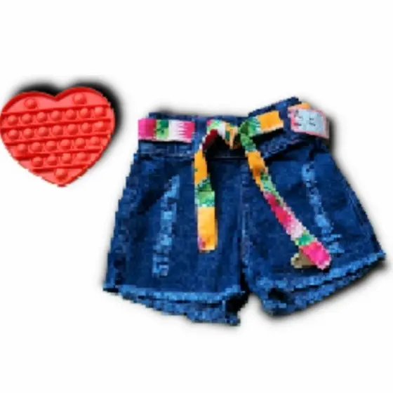 Shorts Short Jeans Infantil Menina com Cinto. Verão