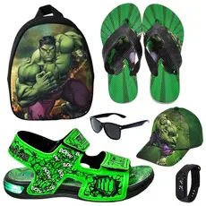 Sandália Papete Infantil Led Masculina + Mochila Boné Chinelo Óculos Relógio