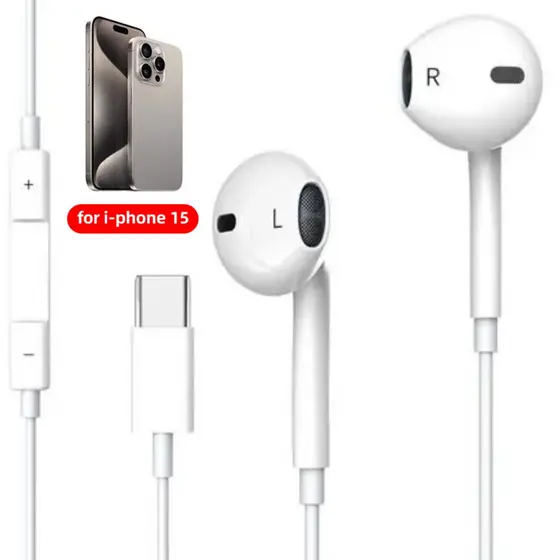 Fone Tipo C iPhone 15 Pro Max iPhone 16 Pro Max Fone de Ouvido Tipo C iPhone 17 Pro Max A53 A73 S20 S21 S22 S23 S24 S25
