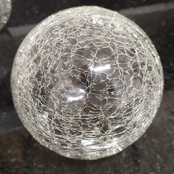 Enfeite Esfera Decorativa Grande Vidro Transparente Craquelê