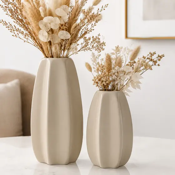 Dupla Par de Vasos decorativo moderno luxo Cerâmica decoração sala para flores secas Cacau