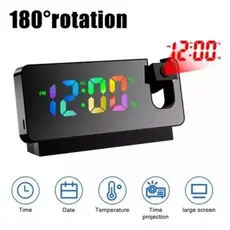 Relógio Alarme Led Espelhado Usb Com Projetor De Hora Preto
