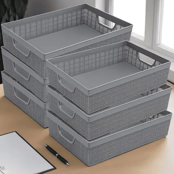 Kit 2/4/6 Cestos Organizador Multiuso Armário Escritório Cozinha 5,2 L Em Plástico Resistente