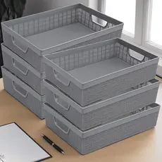 Kit 2/4/6 Cestos Organizador Multiuso Armário Escritório Cozinha 5,2 L Em Plástico Resistente