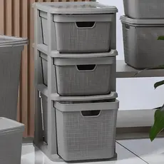 Gaveteiro Organizador de Chão  de Plástico com 3 Gavetas 15 litros Moderno com Textura Jutta