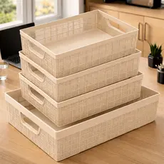 Kit 4 Cestos Organizador Grande em Plástico Empilhável Cozinha Banheiro Escritório 2 L 2 L 5,2 L