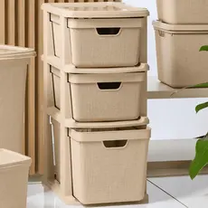 Gaveteiro Organizador De Chão 15 L 22 L Bege Multiuso Plástico 3 Gavetas Modulares Banheiro Quarto