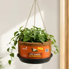 Vaso de Planta Em Fibra de Coco Para Pendurar Com Prato E Corrente Nº1 Nº2 Nº3 Nº4 Nº5