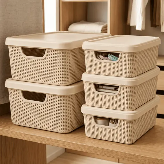 Kit 5 Caixas Organizadoras com Tampa 5L 1,8L Em Plástico Multiuso Para Casa Jaguar