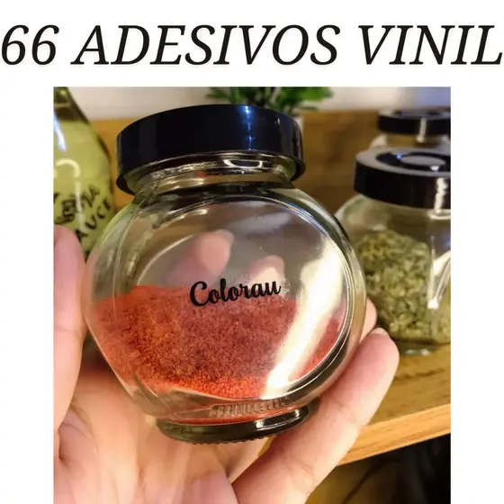 66 Etiquetas Adesivas Para Temperos e Condimentos Adesivo Vinil Prova D'Água