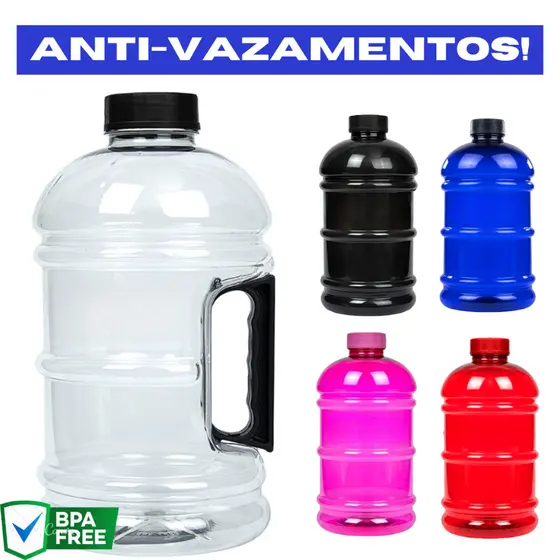 KIT 3x Garrafa de água Com Alça 1.8L Academia Resistente BpaFree