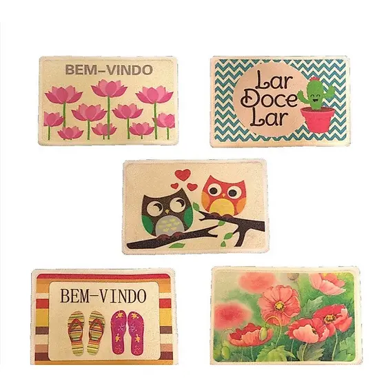 Tapete Capacho Estampados Bem Vindo Porta Sala Antiderrapante 38x58 Envio Imediato