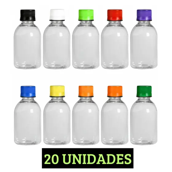 Frasco Pet 100ml Cristal Viagem Shampoo Creme Álcool em gel +Tampa Lacre e vedante  (20 unidades)