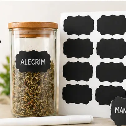 Etiquetas Adesivas Lousa 40x20cm + Caneta Giz Líquido a Prova D'água Temperos Potes Organização