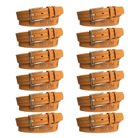 Kit 12 Cintos Marrom Masculino Couro Sintético