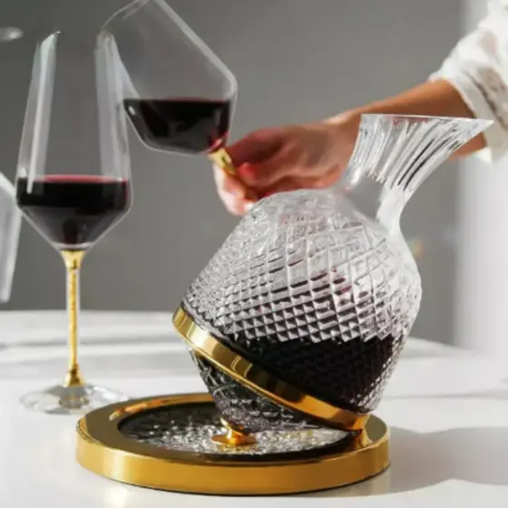Decanter Aerador Giratório 360 Vidro Cristal Luxo 1,5 Litro