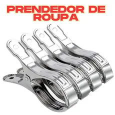 Kit 10 Prendedor De Roupa Pregador Inox Grande Forte Resistente Edredom Tapete Lençol pesado