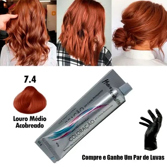 Coloração Louro Médio Acobreado Nº 7.4 Mairibel/Hidraty 60g