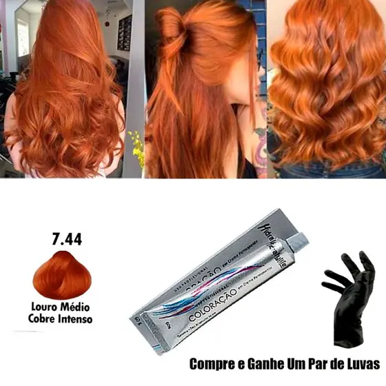 Coloração Louro Médio Cobre Intenso Nº 7.44 Mairibel 60g