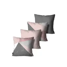 Kit com 4 Capas de Almofadas Decorativa Abstrata Geométrica