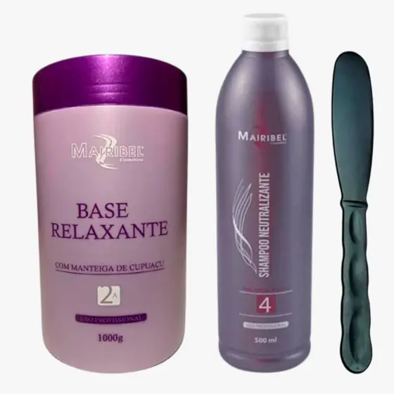 Kit Relaxamento Guanidina Base Relaxante e Shampoo Neutralizante Mairibel Profissional