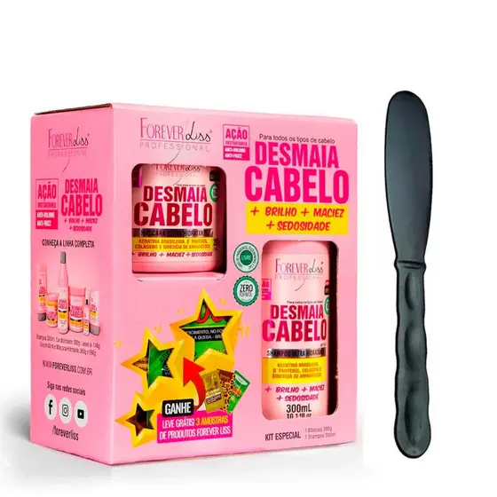 Kit Especial Desmaia Cabelo Shampoo e Máscara Forever Liss
