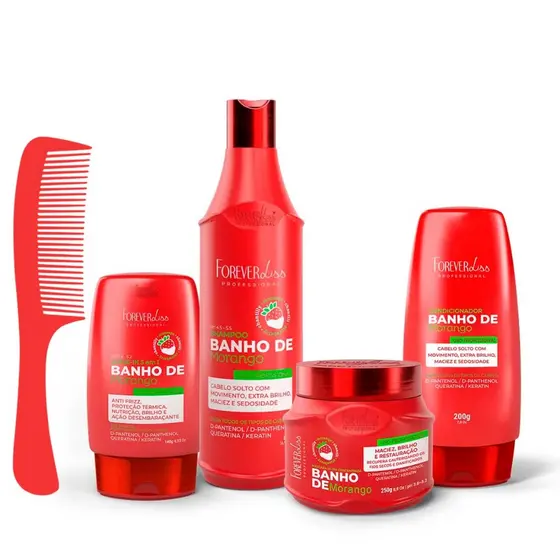 Kit Banho De Verniz Morango Completo Forever Liss