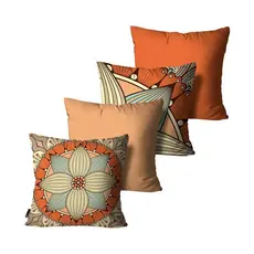 Kit 4 Capas Para Almofadas Mandala Coloridas Mdecore 45x45