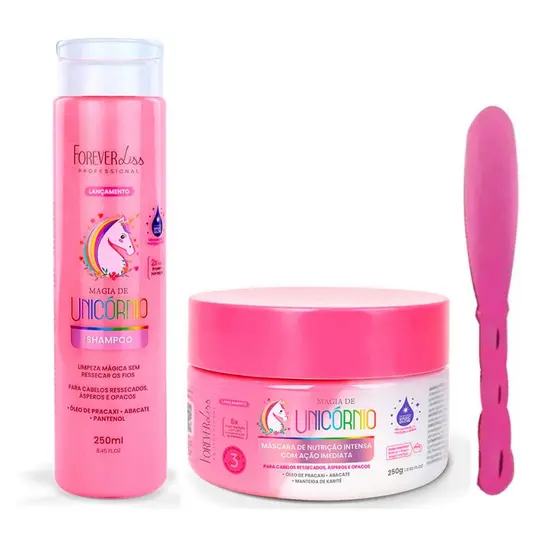 Kit Shampoo e Mascara Capilar Magia De Unicórnio 250ml