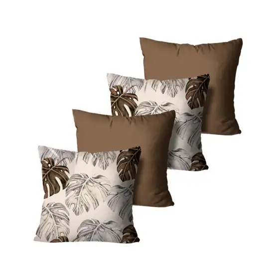 Kit com 4 Capas de Almofadas Decorativa Costela de Adão Bege
