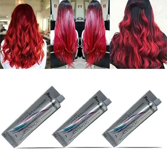 Kit 03 Tinta Coloração Vermelho Intenso 66.66 Mairibel 60g