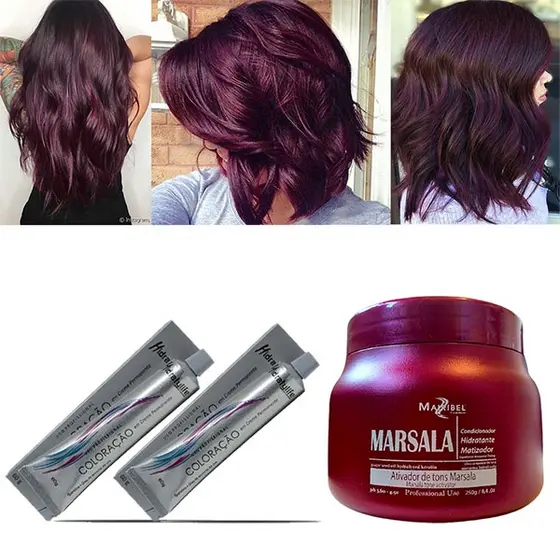 Kit Vinho Marsala 01 Mascara 250g e 02 Coloração Mairibel