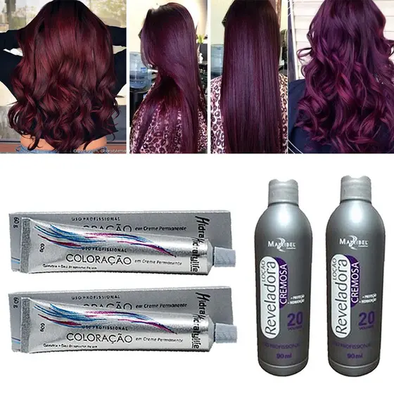Kit Tinta Marsala 02 Coloração e 02 OX 20 90ml Mairibel