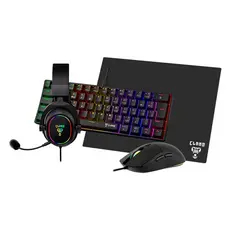 Kit Gamer Teclado Mecânico e Mouse Headset Mousepad Combo Darkline RGB Preto Clanm