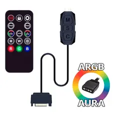 Controladora ARGB com Controle Remoto RGB 3 Pinos 5V Led Mini para PC Fan Tira Fita Clanm Gamer