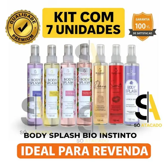 Kit 7 Body Splash Bio Instinto 130ml | Perfume Corporal Feminino | Revenda Atacado