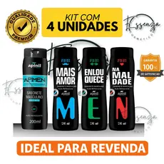 Kit 4 Und – Sabonete Masculino Apinil For Men 210ml | Ação Refrescante |  Revenda e Atacado
