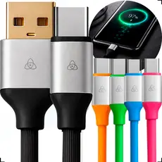 Kit 3 Cabos Carregador Rápido 1.2m Colorido Usb Tipo C
