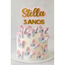 topo de bolo jardim das borboletas 3D - decoracao de bolo borboletas 🦋   topo de bolo borboleta personalizado