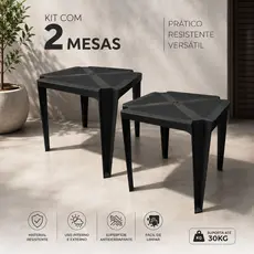 Kit 2 Mesas Plásticas Monobloco Resistente Uso Interno e Externo